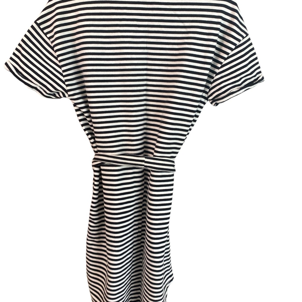 Lucky Brand Black White Striped Tie Waist Dress Women’s Small 100% Cotton Casual - Picture 2 of 6